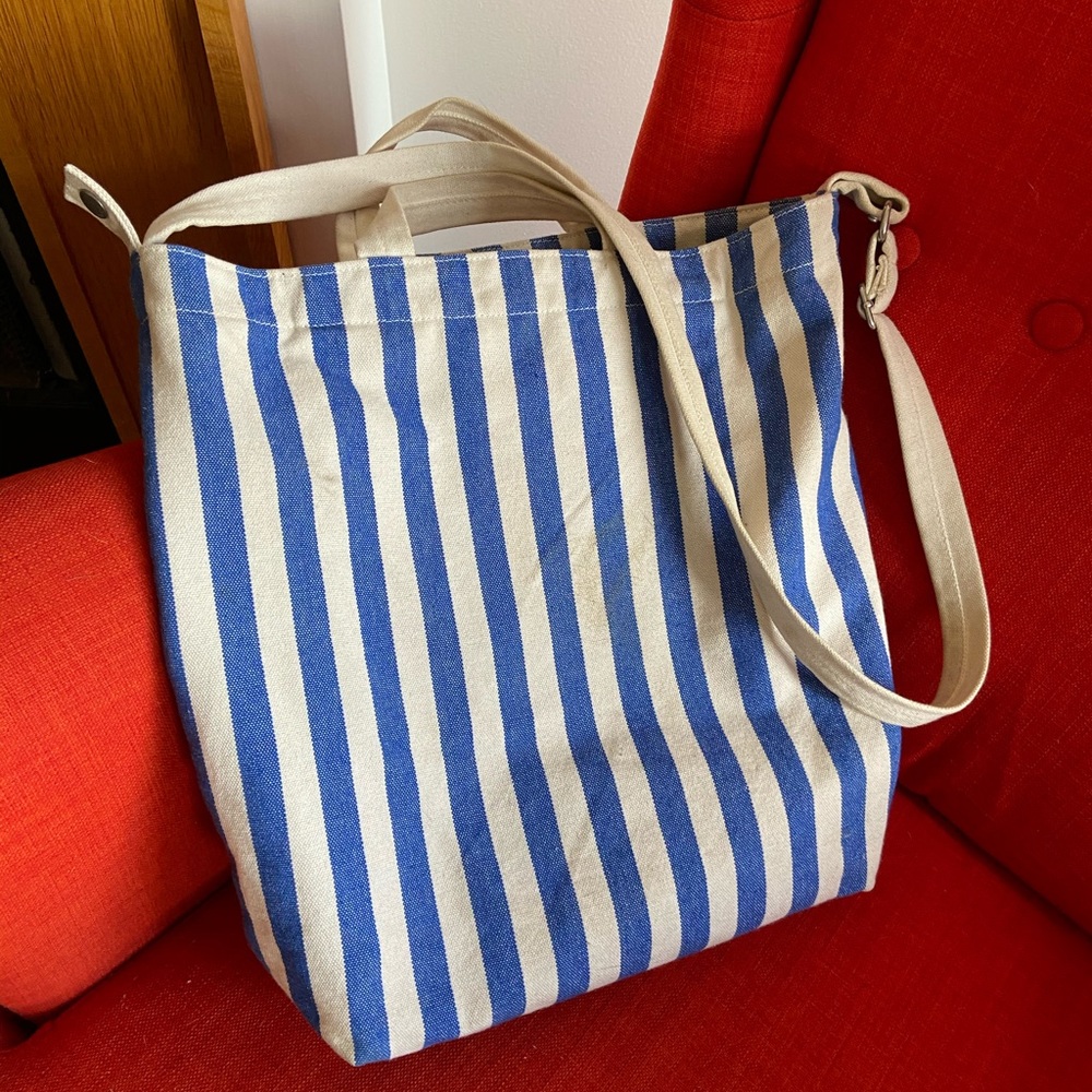 BAGGU Blue Stripe Duck Bag